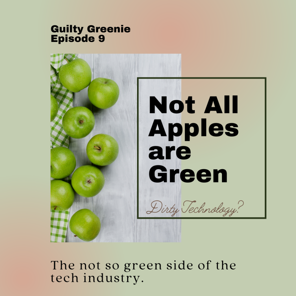 Guilty Greenie Podcast Cover. Light green and pink background. Title 